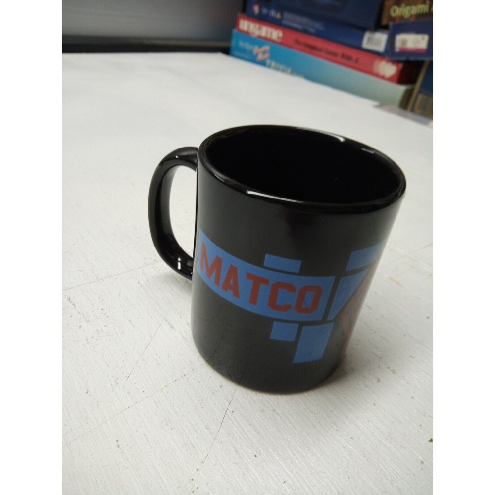 Matco Tools Ceramic Coffee Mug Cup Black with Blue and Red Lettering 10oz